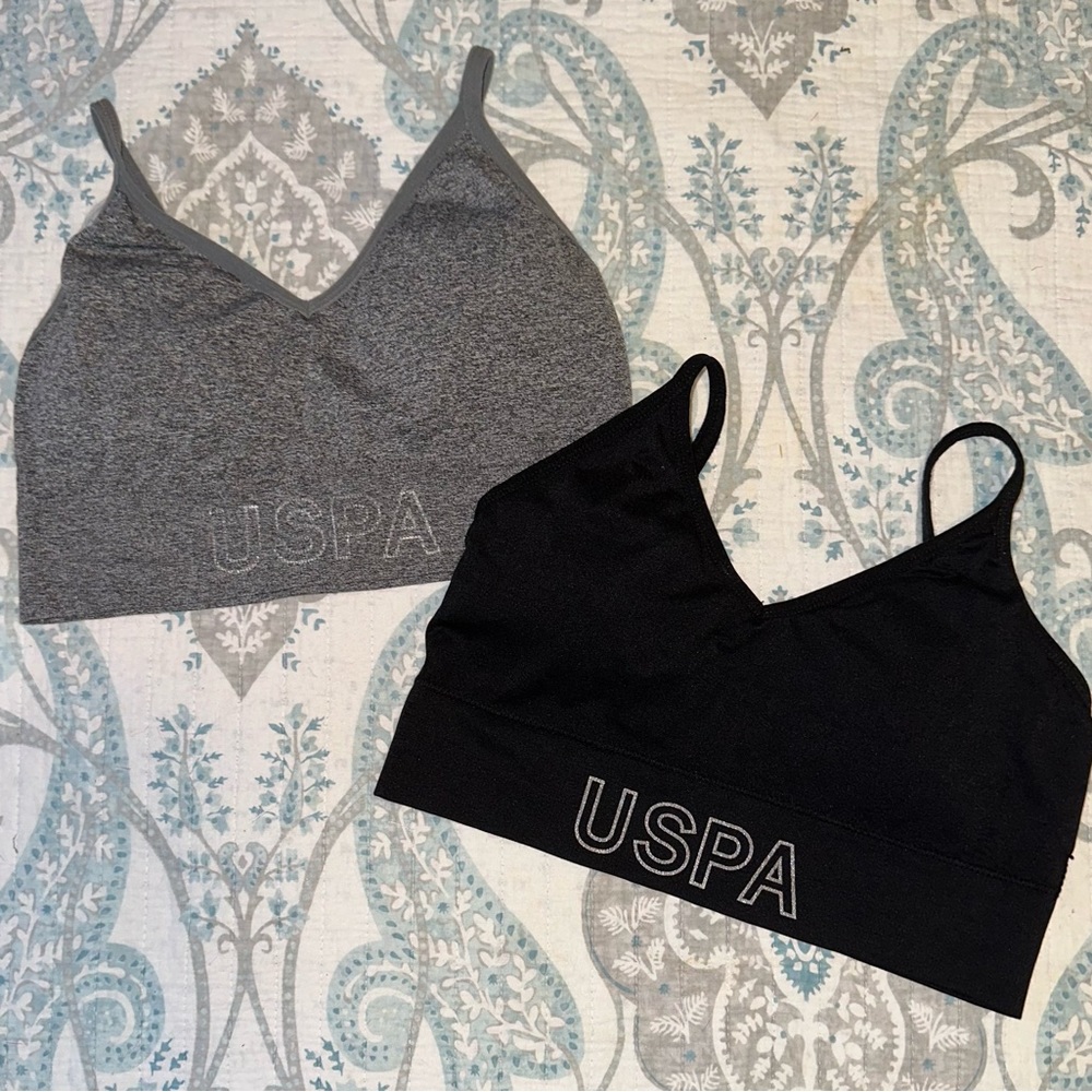 Womens USPA Padded Sports Bra LOT OF 2 Size 1X Black Gray